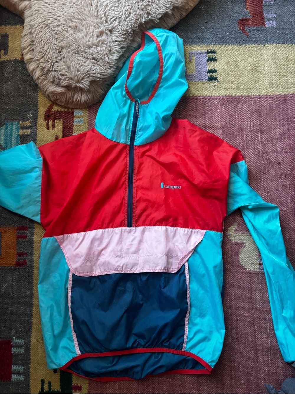 cotopaxi Red, Teal, Navy & Pink Colorblock Anorak